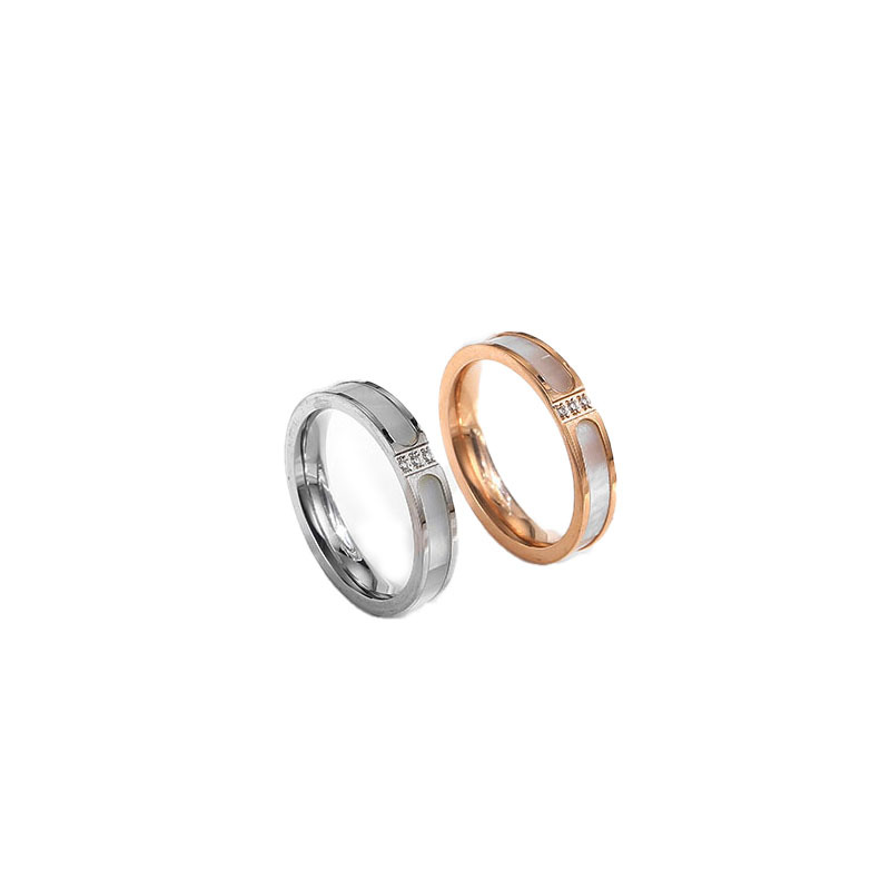 Mother-of-Pearl Three-Crystal Stainless Steel Ring thumbnail 5